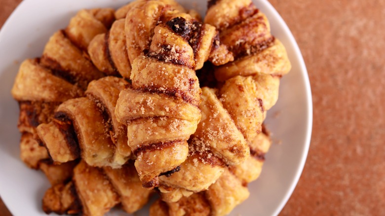 Close up of cinnamon rugelach