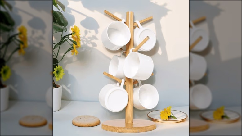 Wooden mug rack
