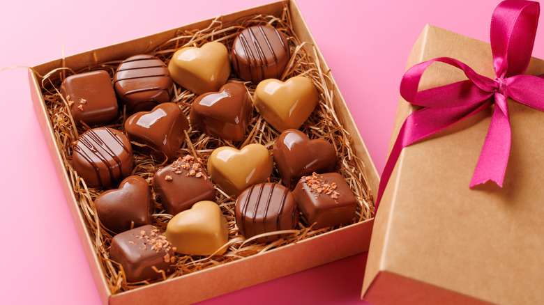 Generic Valentine's Day box on pink background