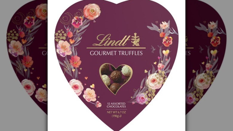 Lindt gourmet truffles box on white background