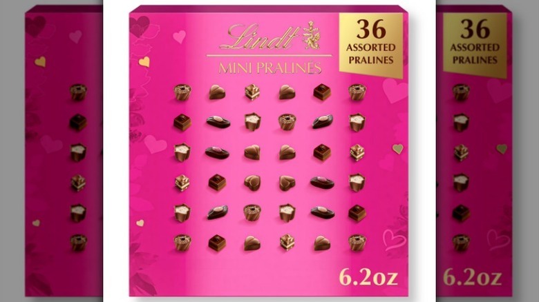 Lindt praline box on white background