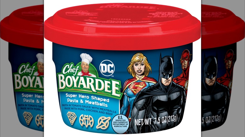 Justice League Chef Boyardee package