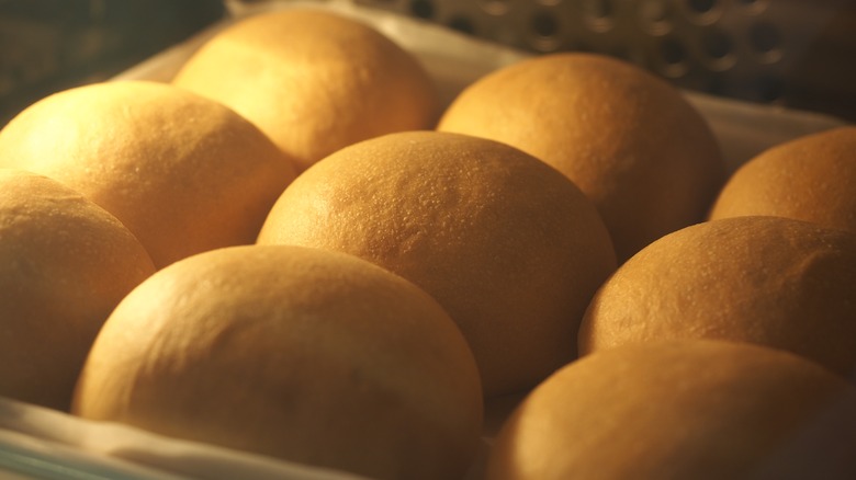 Rolls baking in an oven
