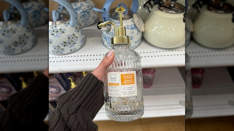 Glass Coffee syrup dispensers with gold spout