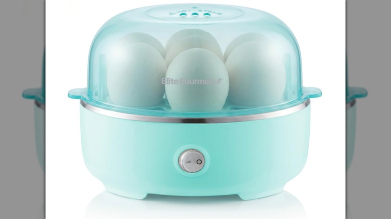 An Elite Gourmet Easy Egg Cooker on a white background