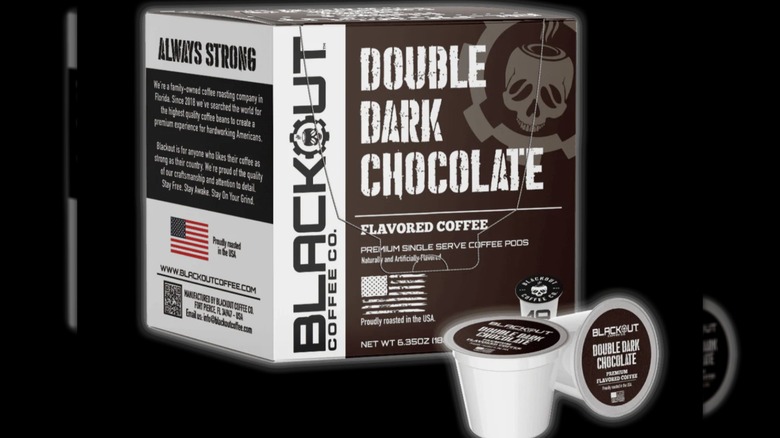 Box of Double dark chocolate coffee with two pods