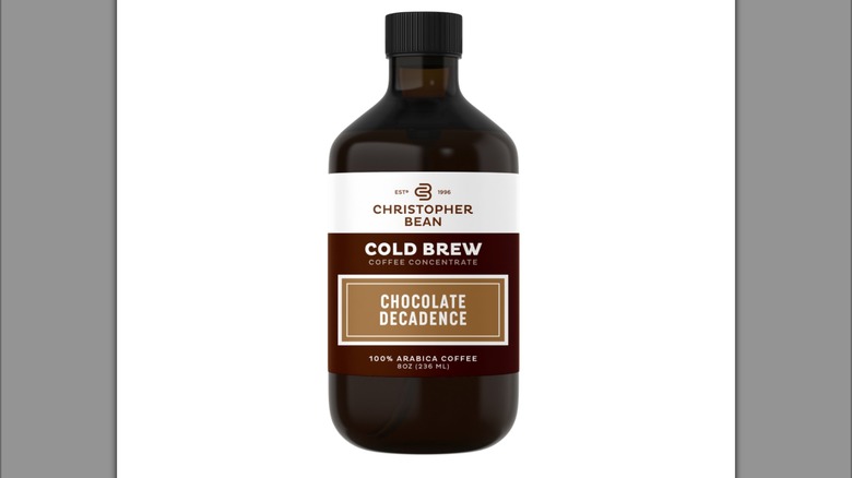 Chocolate deccadence cold brew on white background