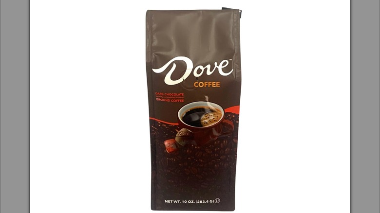 Dove chocolate coffee on white background
