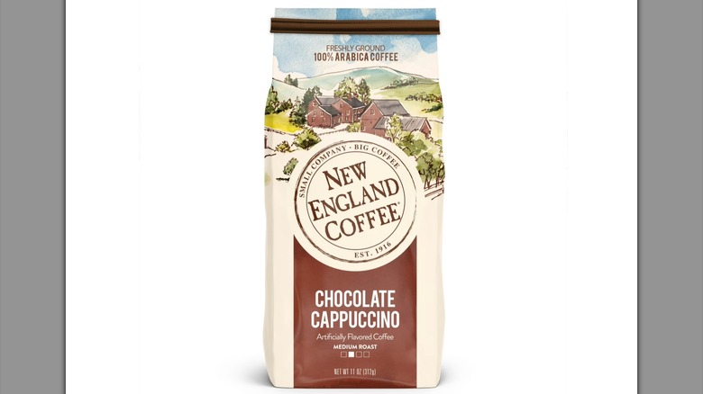 New England Coffee chocolate cappuccino blend on white background