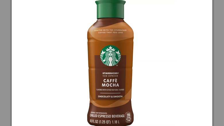 Starbucks caffe mocha bottle on white background