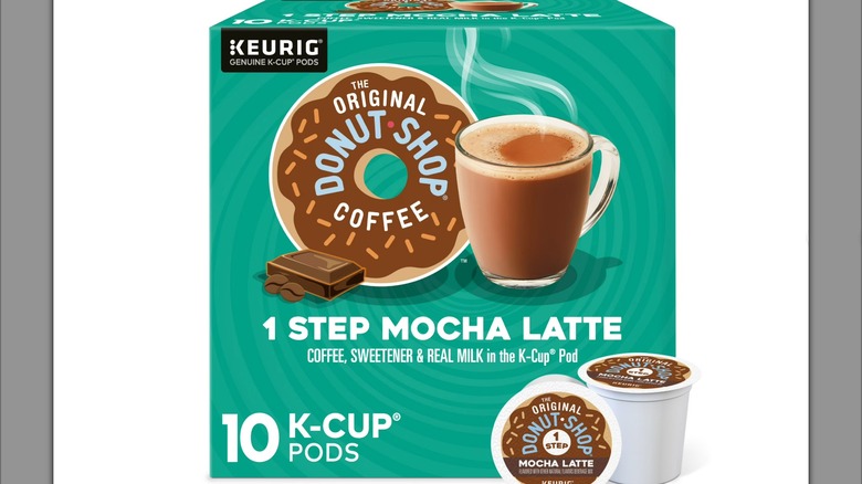 The Original Donut Shop mocha latte coffee pods on white background