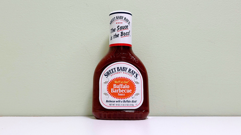 A bottle of Sweet Baby Ray's Buffalo Barbecue Sauce