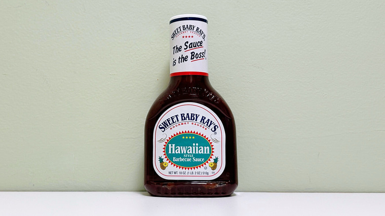 A bottle of Sweet Baby Ray's Hawaiian Style Barbecue Sauce