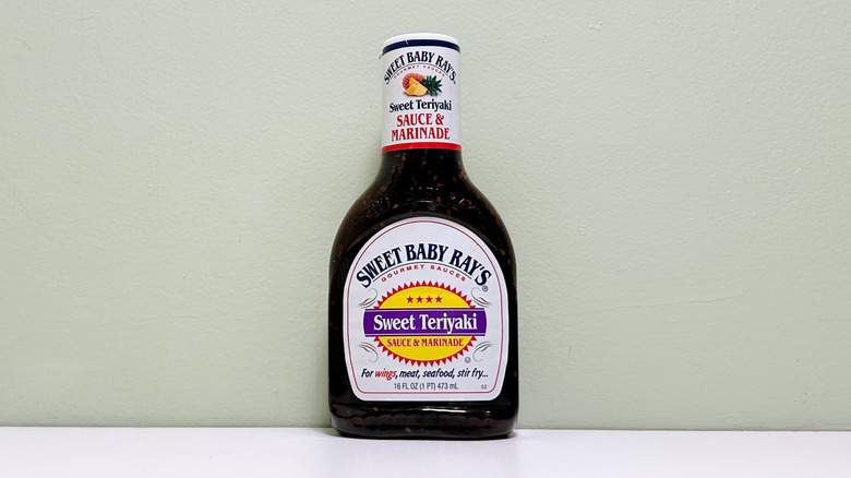A bottle of Sweet Baby Ray's Sweet Teriyaki Sauce