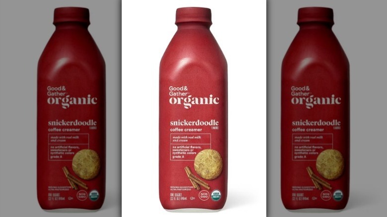 Good & Gather snickerdoodle creamer in a rusty red bottle on white background