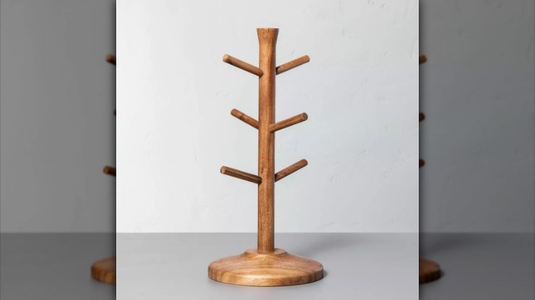 Mug tree on gray counter