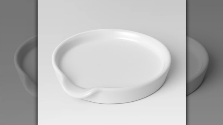 Threshold stoneware spoon rest on white background