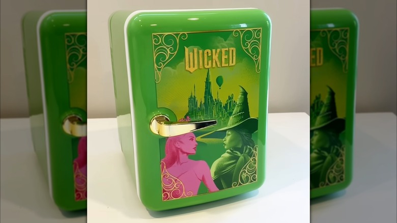 Slight, front-side view of the Wicked Beauty Fridge from FiveBelow