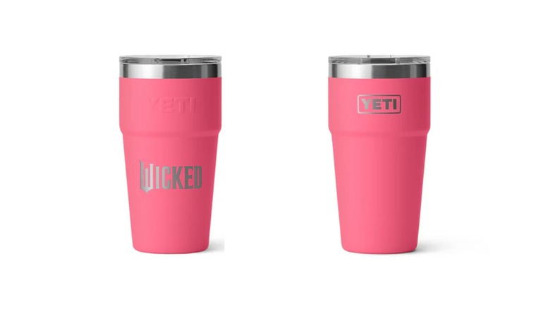 Front and back product images of the Wicked x Yeti Rambler Stackable Cup with Lid