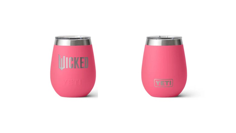 Front and back product images of the Wicked x Yeti Rambler Wine Tumbler with Lid