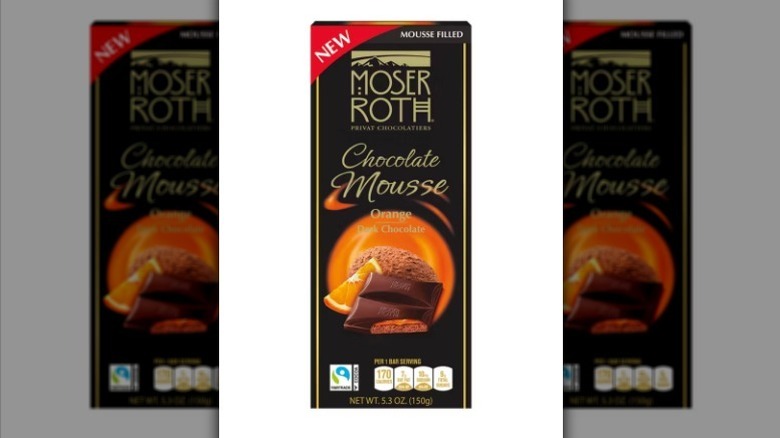 Orange chocolate bar on white background