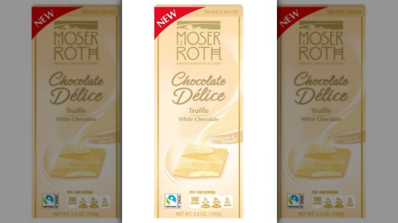 White chocolate truffle bar on white background