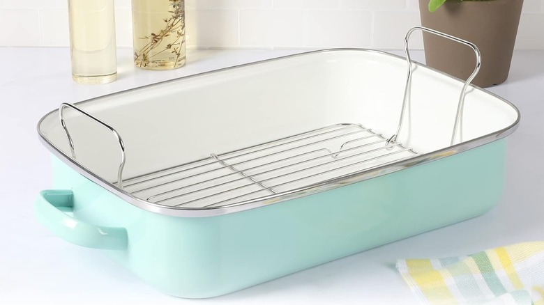 Roasting pan on counter