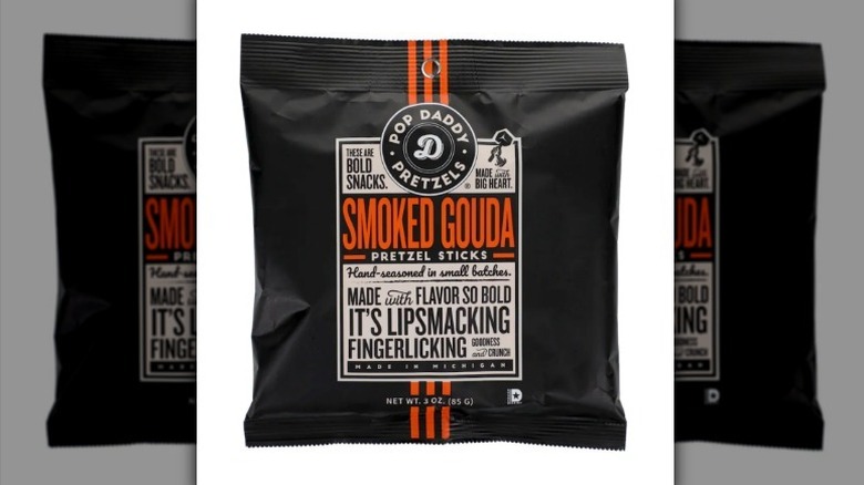 Pop Daddy smoked gouda pretzels on white background