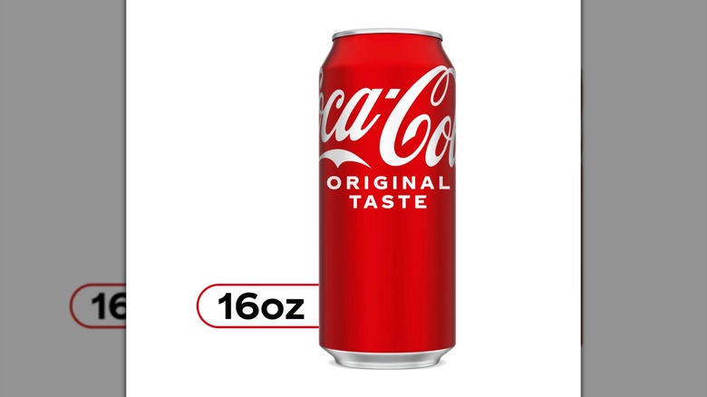 A can of Coca-Cola on a white background
