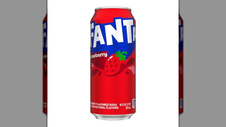 Fanta Strawberry Soda on a white background