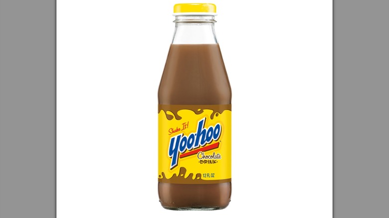 A bottle of Yoohoo on a white background