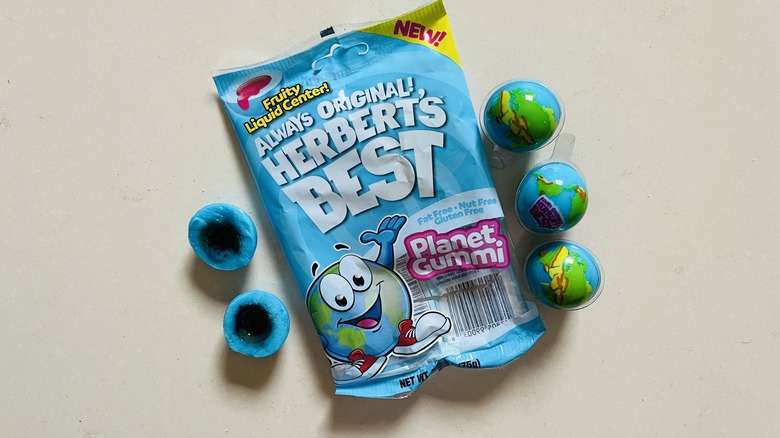 earth shaped blue gummy candy