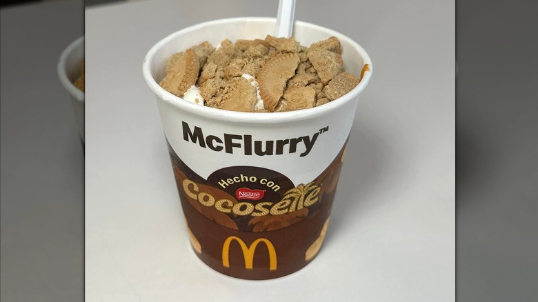 A McFlurry in a cup with crumbled cookies on top