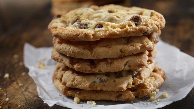 stack of chocolate chip cookies
