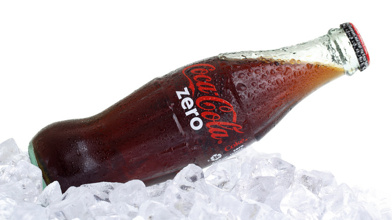 glass bottle of coke zero
