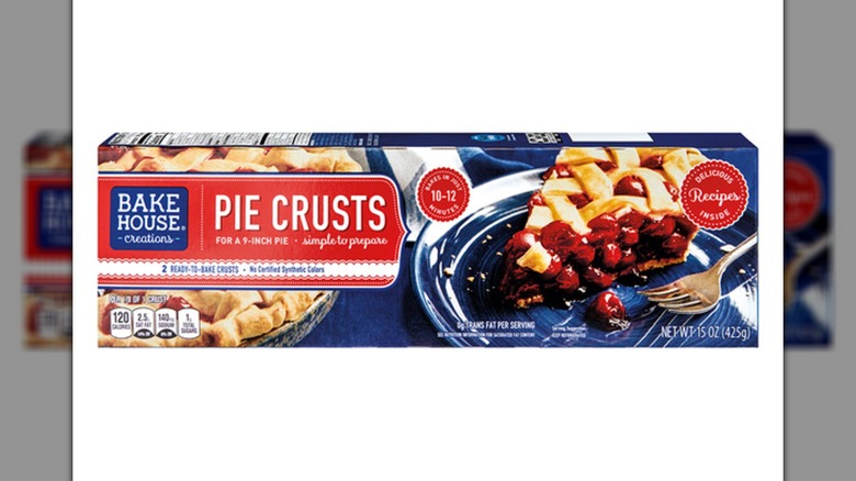 A box of Bake House Creations Refrigerated Ready-to-Bake Pie Crusts on a white background