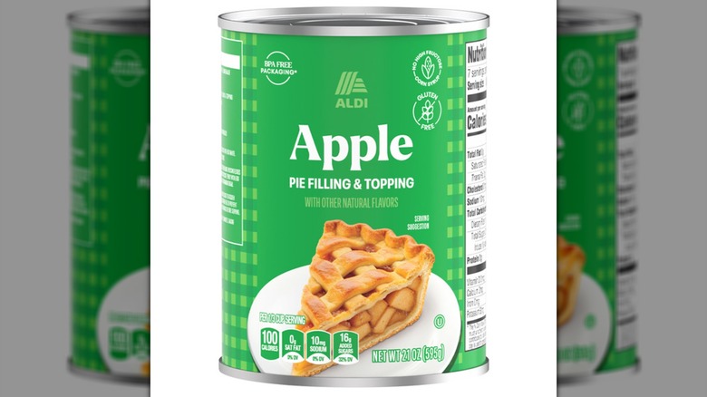 A can of Baker's Corner Apple Pie Filling on a white background