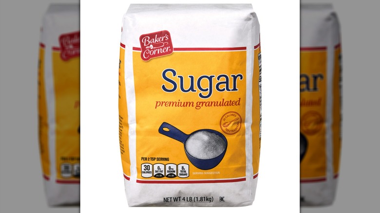 A bag of Baker's Corner Granulated Sugar on a white background