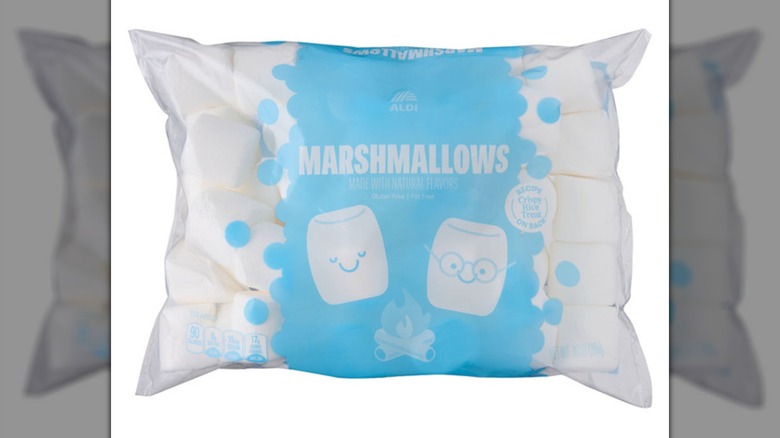 A bag of Baker's Corner Marshmallows on a white background