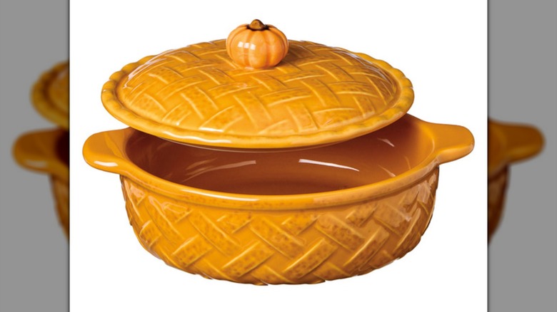A Crofton Pie or Brie Bakers, Pumpkin Baker on a white background