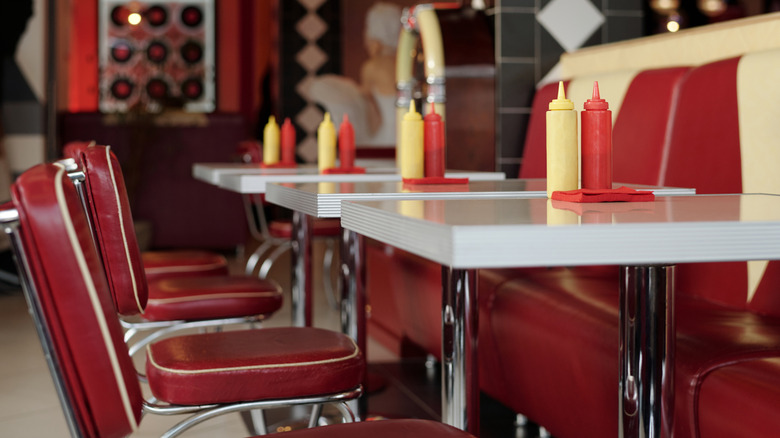Close up of table in retro-style diner