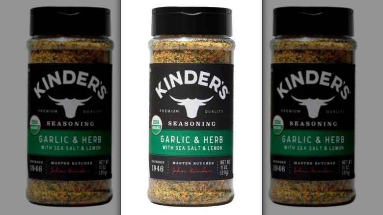 Kinder's seasoning on white background