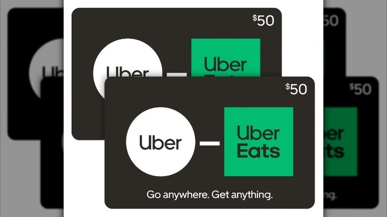 Uber Eats gift cards on white background