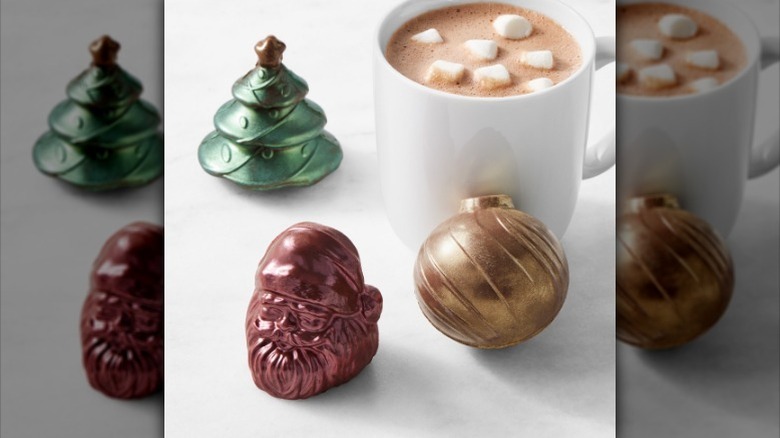 Hot chocolate bomb trio with mug of cocoa