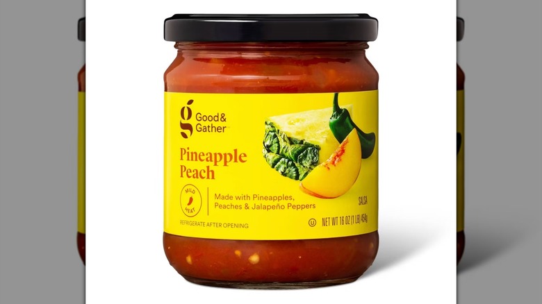 Good & Gather Mild Pineapple Peach Salsa on a white background