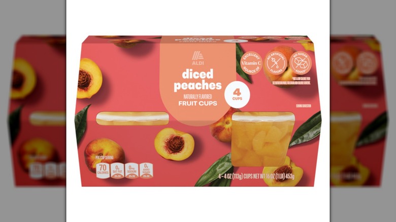 Lunch Buddies Peach Fruit Cups in Juice on a white background