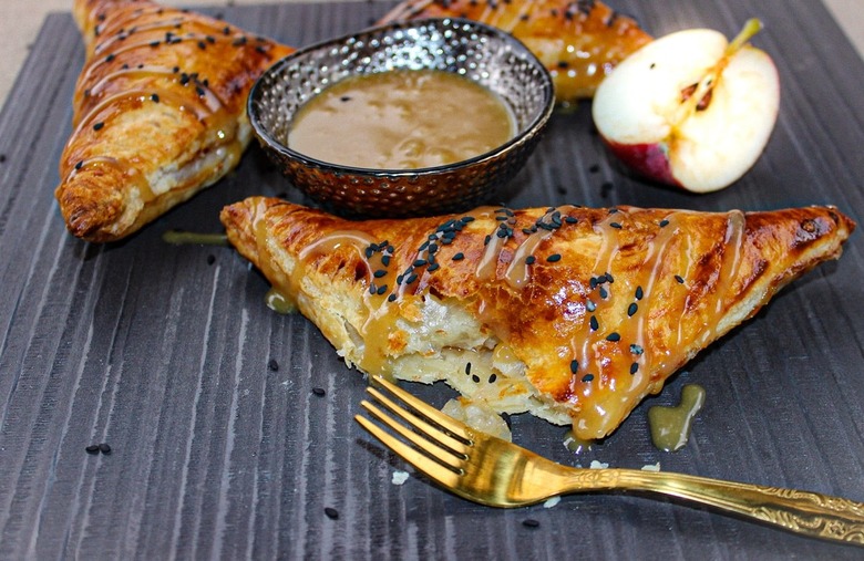 Apple Burekas With Silan Sesame Drizzle
