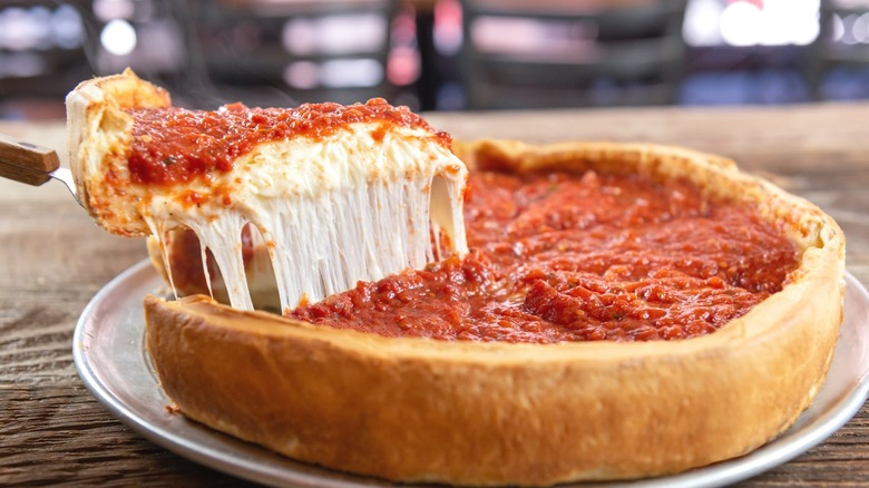 Deep dish pizza from Giordano's