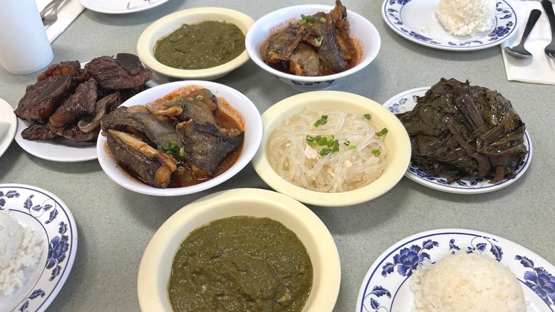Table of food at Helena's Hawaiian Food