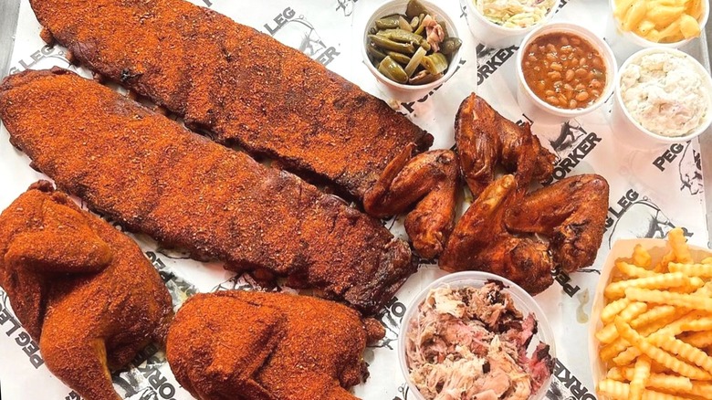 Tray of BBQ at Peg Leg Porker